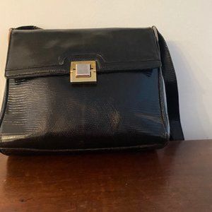 Vintage Black Lizard shoulder strap bag purchased in Bloomingdales early 70's